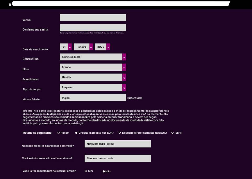 Webcam Model Application (ficha de inscri&ccedil;&atilde;o para se tornar modelo).30