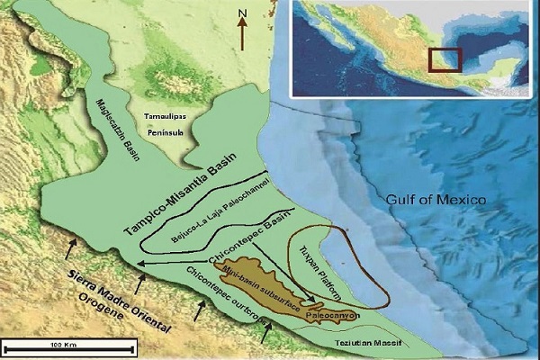 The Chicontepec Basin at the Lower Paleogene tectonic framework of the Tampico-Misantla Basin, onshore Gulf of Mexico