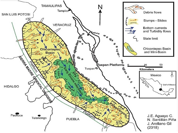 Geographic and paleosedimentary settings of the Chicontepec Basin