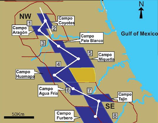 Chicontepec Oil Fields at the Chicontepec Basin (CNH-UNAM, 2012)