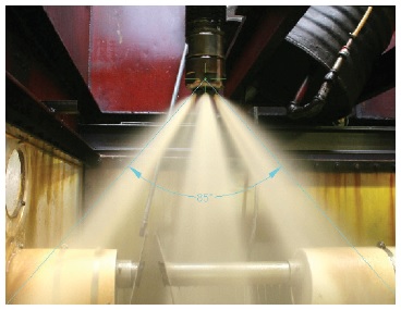 &Aacute;ngulo del aerosol producido por el atomizador original