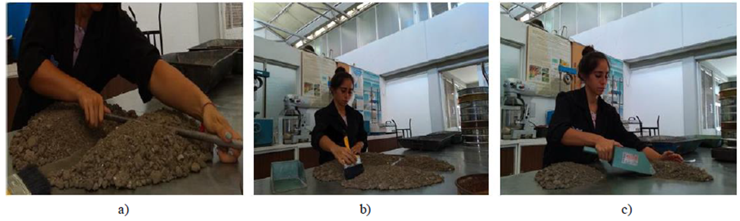 Cuarteo de agregados pétreos