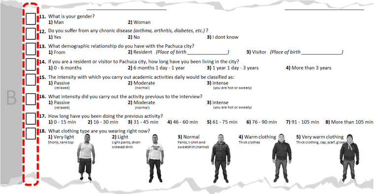 Trichotomic questions in which it is possible to observe the
system of co-surveyed space. The questionnaire shows the single
column of answers given by the subjects
