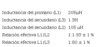 Datos del transformador
