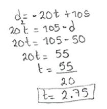 Desarrollo realizado para determinar el tiempo de encuentro del primer y tercer ciclista.