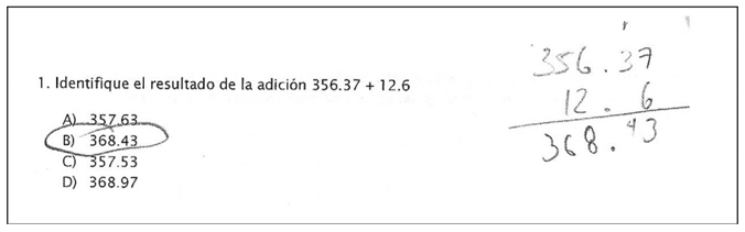 Procedimiento de solución de un estudiante al reactivo 1.