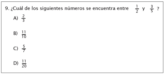 Reactivo 9. Examen de conocimientos matemáticos.