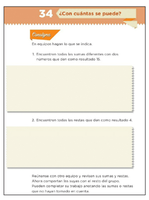 Ejemplo de tarea en el libro de texto de primaria (SEP, 2015: 66).
