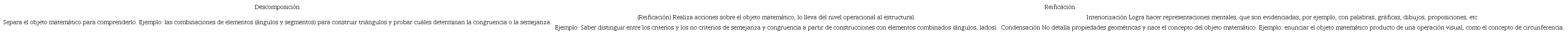 Propuesta de descriptores para la identificación de los procesos de descomposición y reificación.