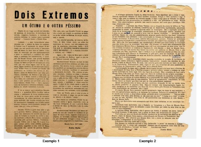 Diferentes layouts dos panfletos. 