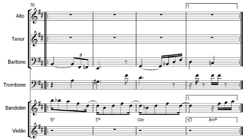 Ritornello final de &ldquo;Chega de saudade&rdquo; no arranjo de Radam&eacute;s Gnattali. 