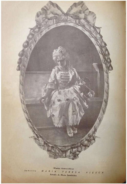 Mar&iacute;a Santib&aacute;&ntilde;ez, &ldquo;Se&ntilde;orita Mar&iacute;a Teresa Viesca&rdquo;, Secci&oacute;n &ldquo;Siluetas Aristocr&aacute;ticas&rdquo;, El Universal Ilustrado, 20 de enero 1921, n. 194, p. s/n. Hemeroteca de la Biblioteca Lerdo, Secretar&iacute;a de Hacienda y Cr&eacute;dito P&uacute;blico