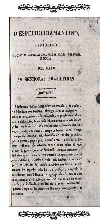 O Espelho Diamantino, n. 1, 1827, p. 1.
