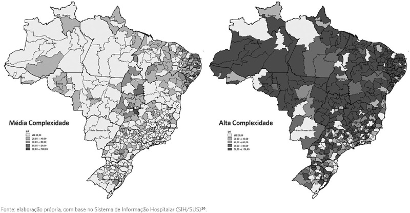 &Iacute;ndice de Depend&ecirc;ncia Regional (IDR) nas interna&ccedil;&otilde;es de m&eacute;dia e alta
                            complexidade. Regi&otilde;es de sa&uacute;de do Brasil, 2019