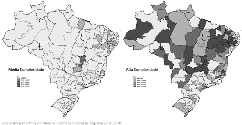 &Iacute;ndice de Depend&ecirc;ncia Macrorregional (IDMR), nas interna&ccedil;&otilde;es de m&eacute;dia
                            e alta complexidade. Macrorregi&otilde;es de sa&uacute;de do Brasil, 2019