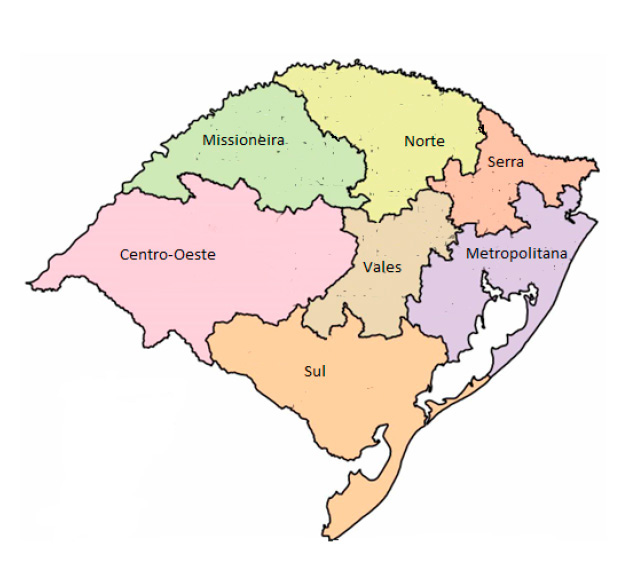 Macrorregiões do Estado do Rio Grande do Sul.