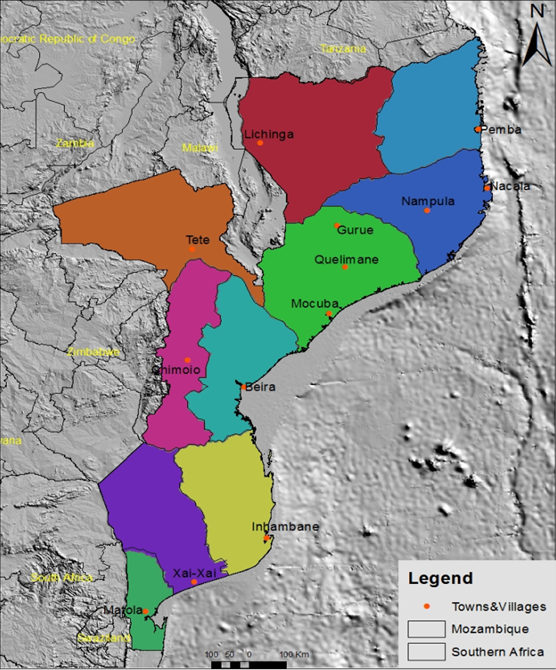 Mapa das cidades de Mo&ccedil;ambique