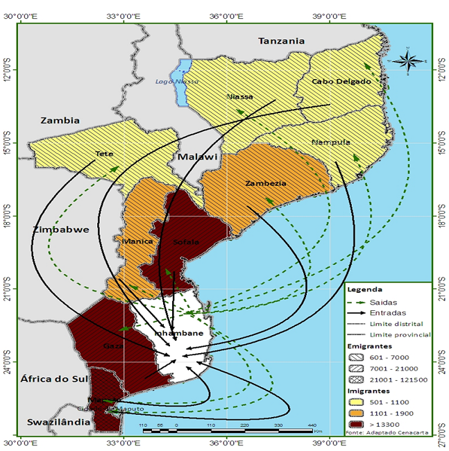 Fluxos migrat&oacute;rios internos de toda a vida - Inhambane, 2007