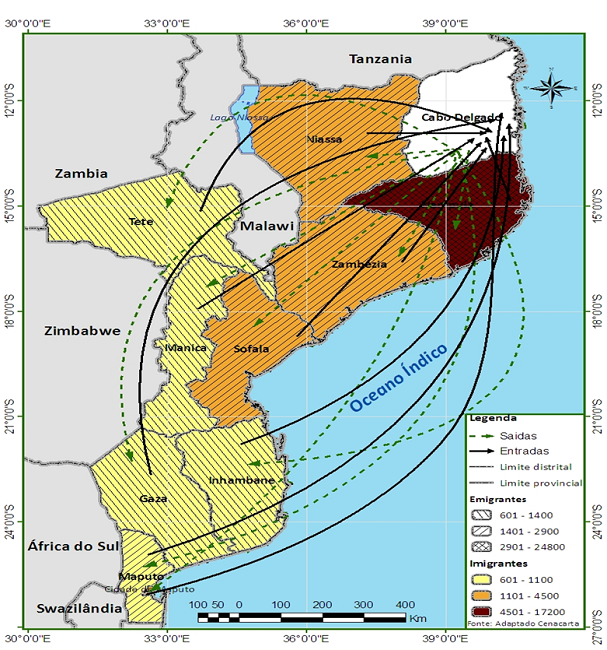 Fluxos migrat&oacute;rios internos de toda a vida - Cabo Delgado, 1997