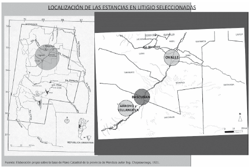 Localizacin de las estancias en litigio seleccionadas8