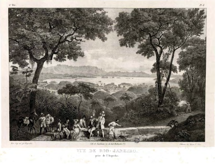 Johann Moritz Rugendas, “Vista do Rio de Janeiro retirada do Aqueduto”, 1827-1835, litografia sobre papel.