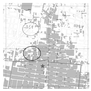 Ubicación del barrio de la Lagunilla y las plazuelas de San Martín.