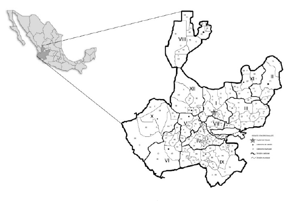 Mapa del Estado de Jalisco (1907).
