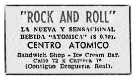 Bebida que lleva el nombre Rock and Roll en el a�o 1957. Bogot�, Intermedio.59