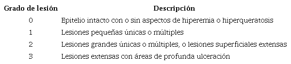 Sistema de clasificación de las lesiones en el síndrome de la úlcera gástrica del caballo.