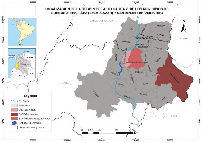 Mapa regi&oacute;n del Alto Cauca