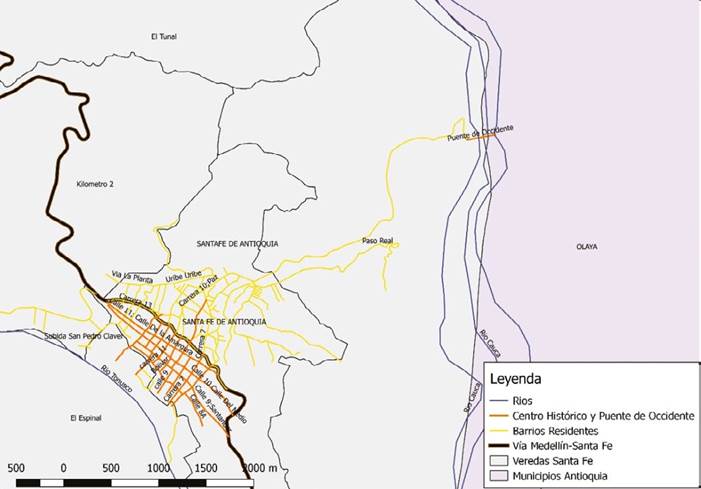 Cabecera municipal y ubicaci&oacute;n de Centro Hist&oacute;rico y barrios residenciales
