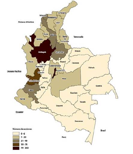 Iniciativas de paz por regiones 2012-2015