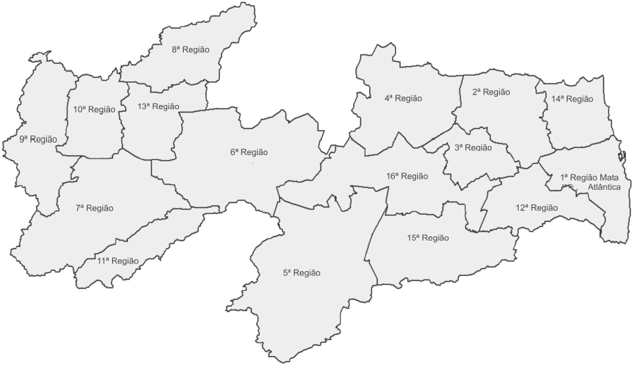 Regionais de sa&uacute;de do Estado da Para&iacute;ba.