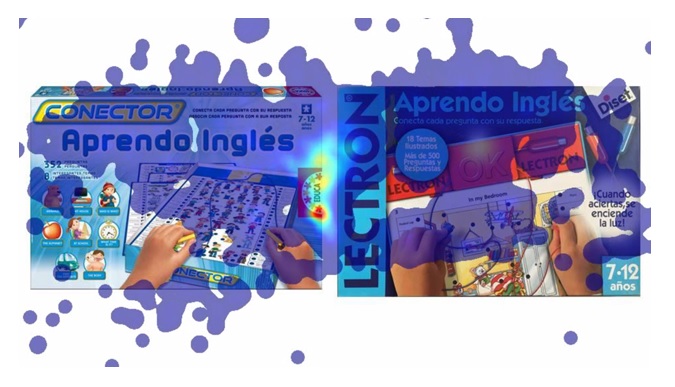 Mapa de calor por Eye Tracking de ambos juguetes, visualizado por hombres.