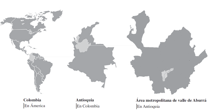 Ubicación del Área Metropolitana del Valle de Aburrá