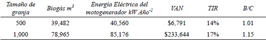 An&aacute;lisis financiero para tama&ntilde;o de granja propuesto de 500 y 1,000 cerdos