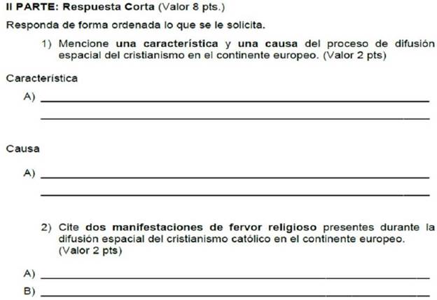 Ejemplo de preguntas en el examen aplicado a noveno año 