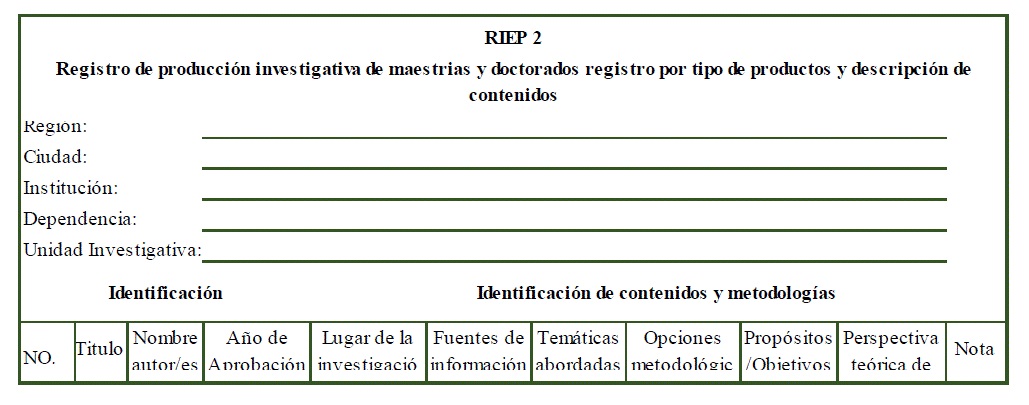 Instrumento para vaciar la informaci&oacute;n de maestr&iacute;as seleccionadas