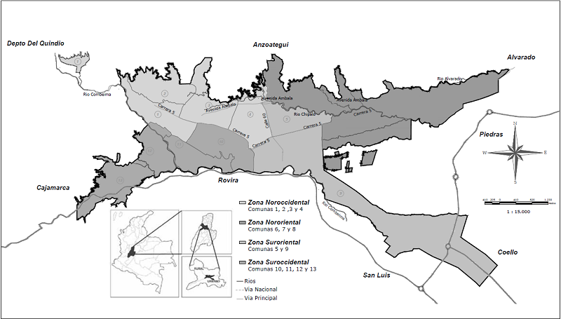 Divisi&oacute;n pol&iacute;tico administrativa de Ibagu&eacute;.