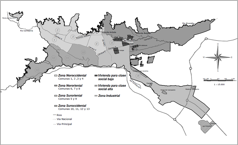 Desarrollos habitacionales clase social baja y alta y zona industrial.