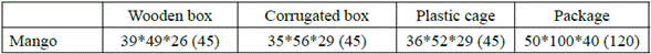 Technical packing capacity of mango