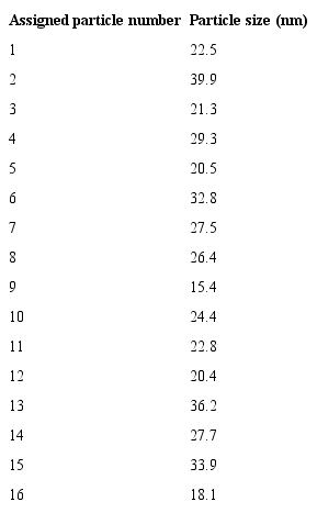 Transmission Electron Microscopy Particle Sizes (TEM)