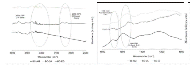 FTIR spectra of biochar samples.