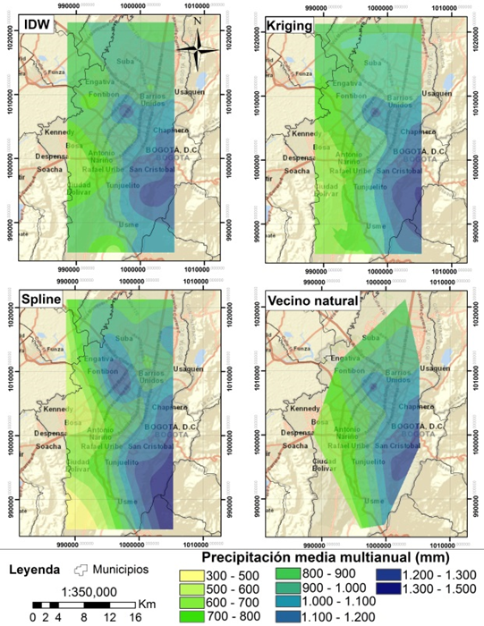 Mapa de interpolaciones de precipitaci&oacute;n media anual