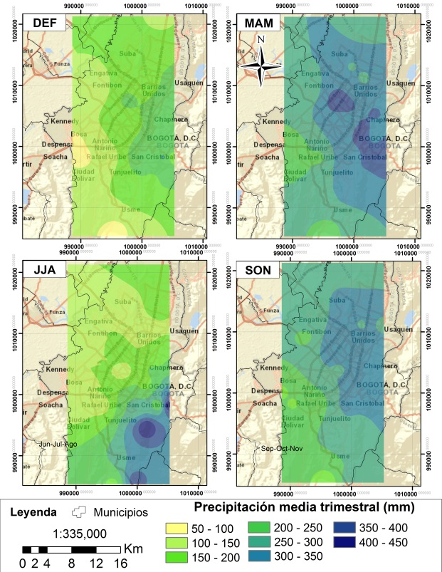 Mapa de precipitaci&oacute;n trimestral media