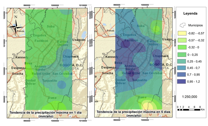 Mapa de &iacute;ndices RX1day y RX5day