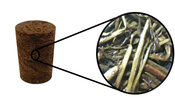 Two views of a specimen made of granulometry fibers No.40 where its adhesion and interbreeding are observed.