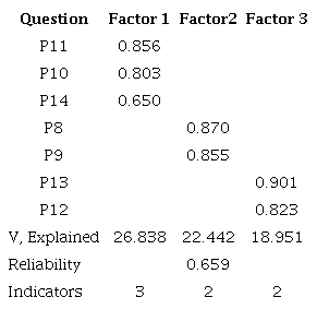 Exploratory factor analysis gap perception dimension.
