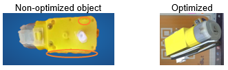 Comparison of non-optimized and optimized objects.