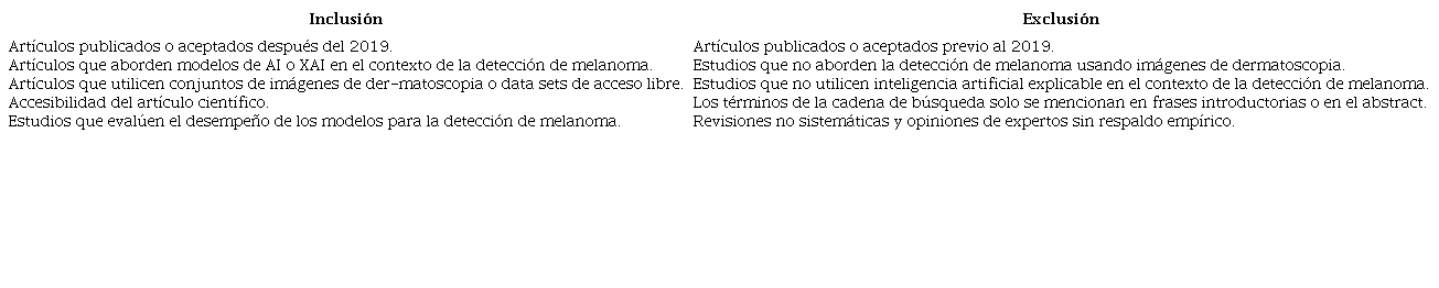 Crit�rios de inclusi�n y exclusi�n